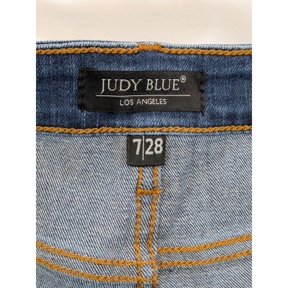 Judy Blue Distressed Boyfriend Fit Jeans Medium Wash Button Fly Size 7/28 - Picture 10 of 14